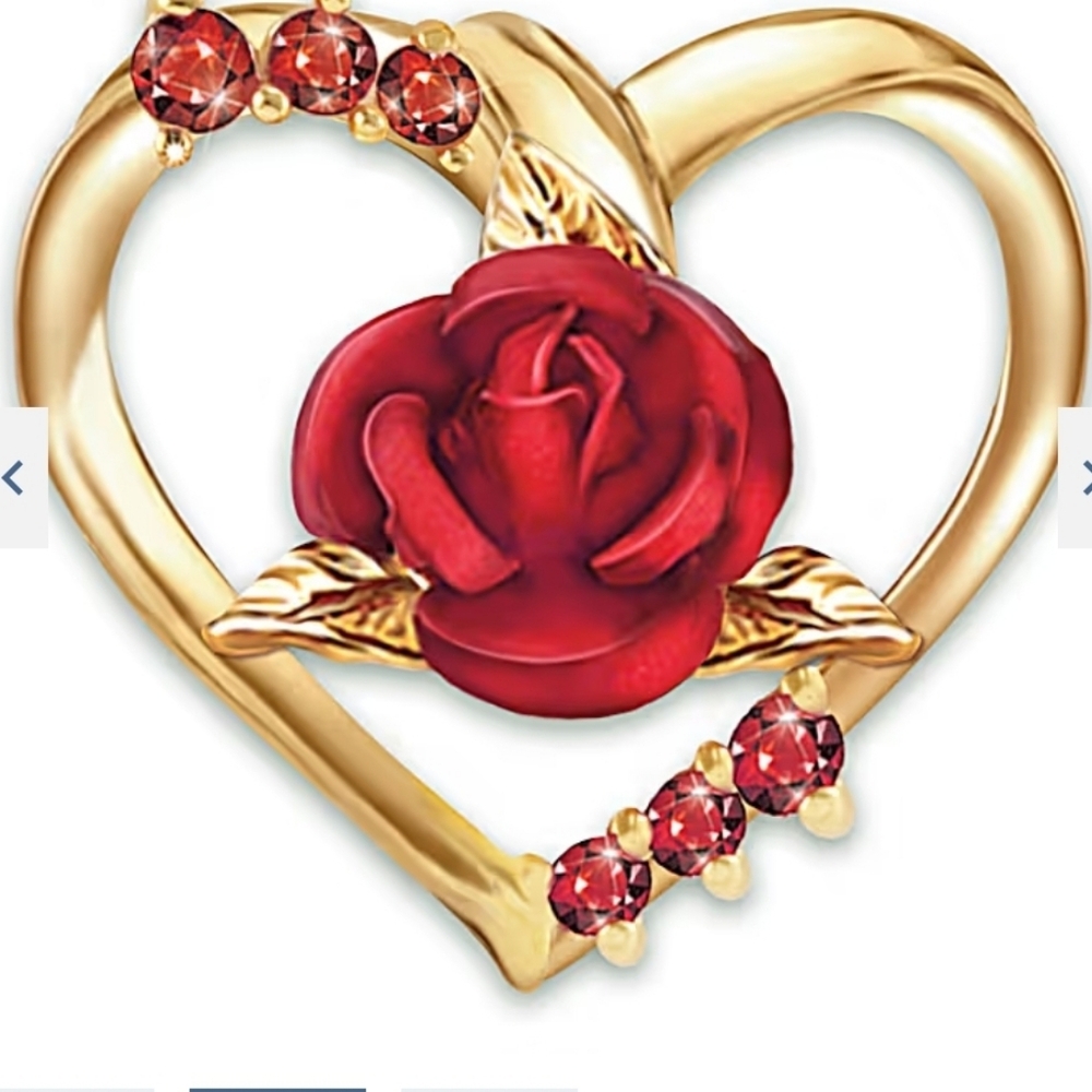The Bradford Exchange "Forever Yours" Ruby Earrings With Sculpted Roses - Picture 2 of 7